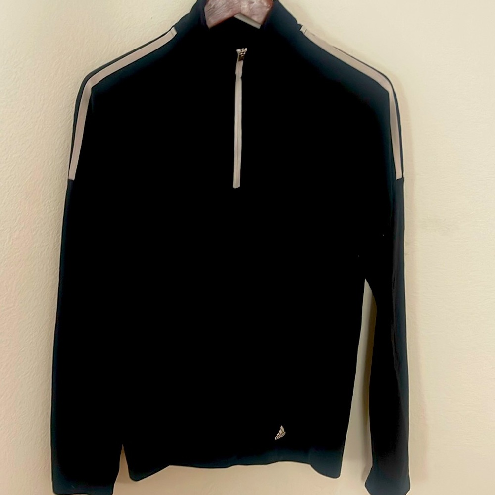 Adidas black & white golf neck zip up top in US size M. Gentle loved.